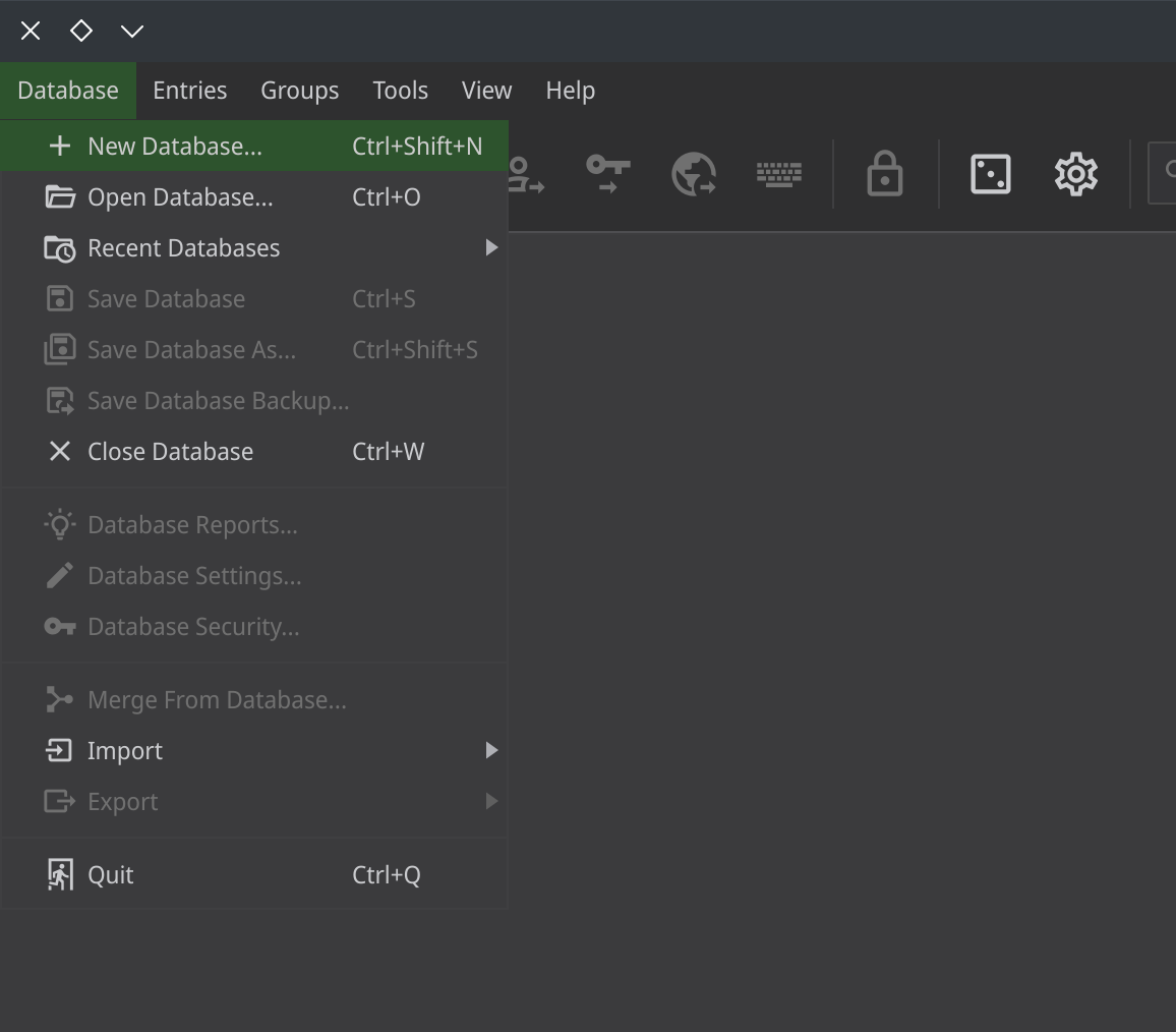 KeePassXC create a new database