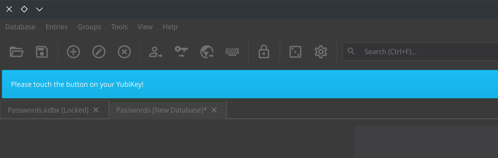 KeePassXC touch the yubikey to actually save the password